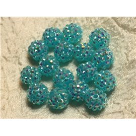 5pc - Perline in resina Shamballas 14x12mm Turquoise Blue 4558550026460