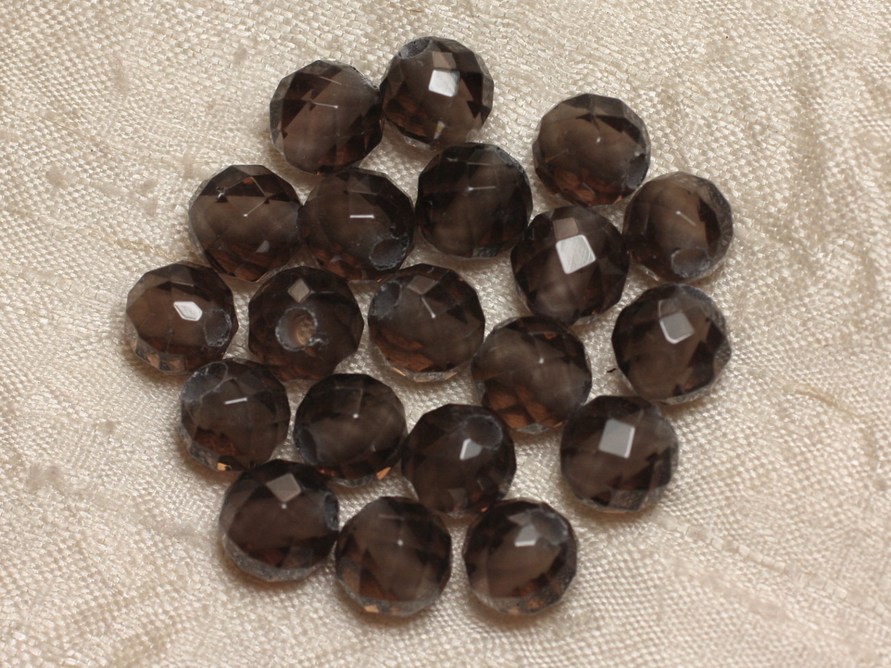 Perle de Pierre Perçage 2.5mm - Quartz Fumé Facetté 10mm  4558550024794