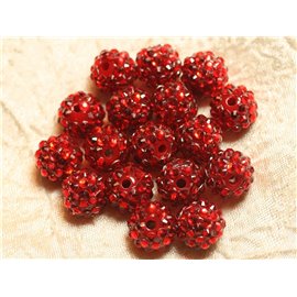 5pc - Resin Shamballas Beads 14x12mm Red 4558550026507