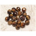 2pc - Perles de Pierre Perçage 2.5mm - Oeil de Tigre Facetté 10mm  4558550024602