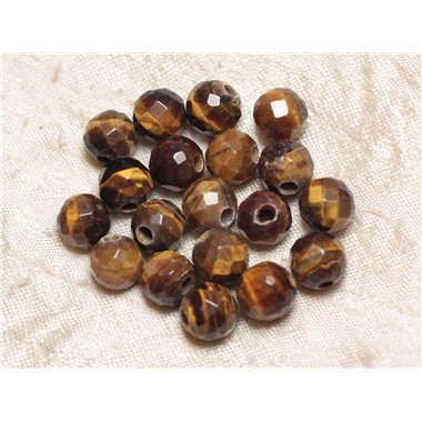 2pc - Perles de Pierre Perçage 2.5mm - Oeil de Tigre Facetté 10mm  4558550024602