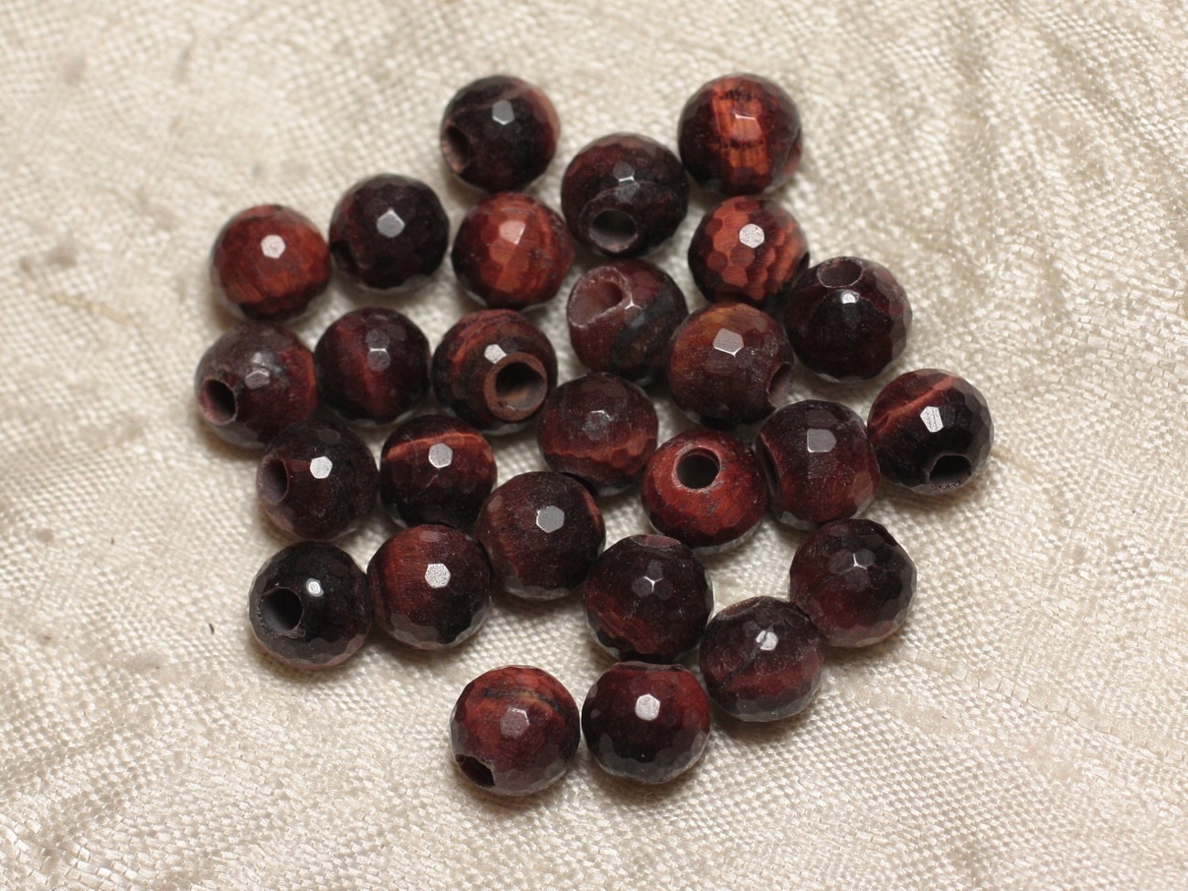 2pc - Perles de Pierre Perçage 2.5mm - Oeil de Taureau Facetté 8mm  4558550026538