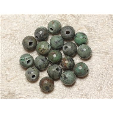 2pc - Perles de Pierre Perçage 2.5mm - Turquoise Afrique Facettée 10mm  4558550026569