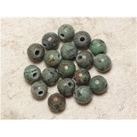 2pc - Perles Pierre Turquoise Afrique naturelle Boules Facettées 10mm Perçage 2.5mm bleu vert noir - 4558550026569