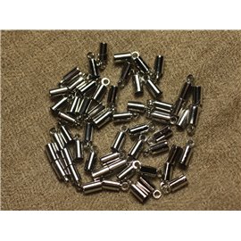 40pc - Extremos para cordón de 2-2.5 mm plateado 4558550026583