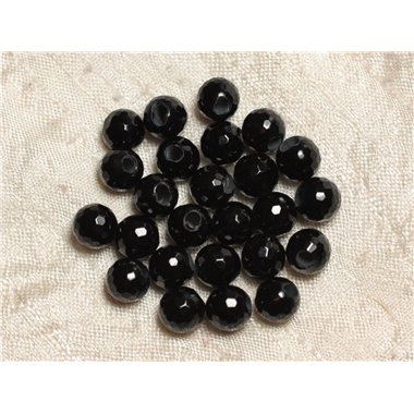 5pc - Perles de Pierre Perçage 2.5mm - Onyx Facetté 8mm  4558550026590