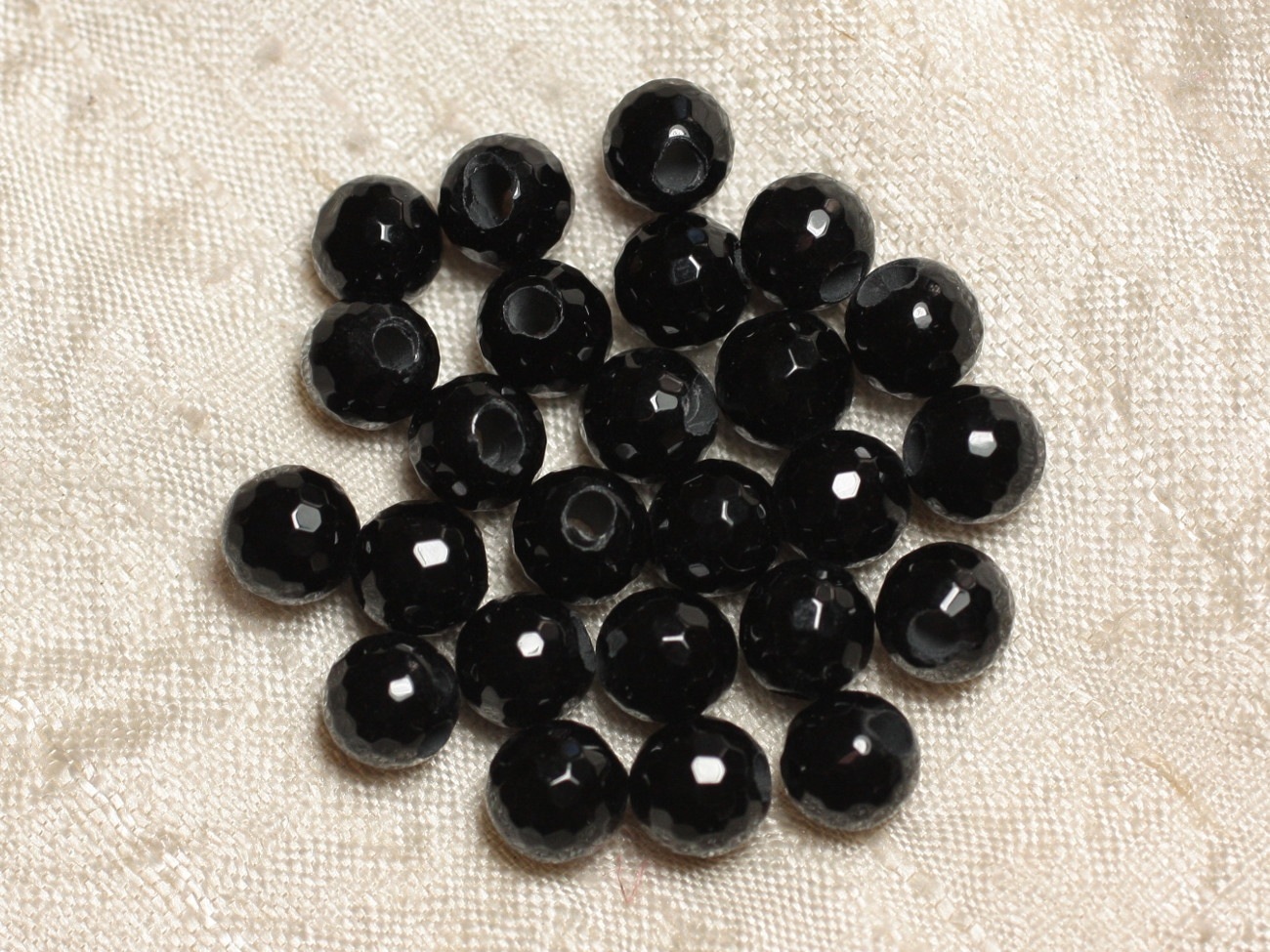 5pc - Perles de Pierre Perçage 2.5mm - Onyx Facetté 8mm  4558550026590