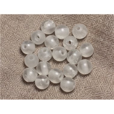 4pc - Perles de Pierre Perçage 2.5mm - Cristal Quartz Mat Boules 10mm   4558550026712