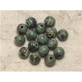 2pc - Perles Pierre Turquoise Afrique naturelle Boules 10mm Perçage 2.5mm bleu vert noir - 4558550026729