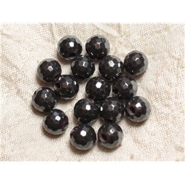 5pc - Stone Beads Drill 2.5mm - Faceted Hematite 10mm 4558550024787