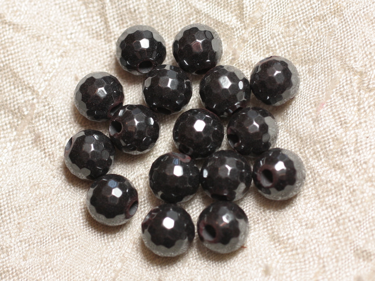 5pc - Perles de Pierre Perçage 2.5mm - Hématite Facettée 10mm  4558550024787