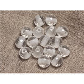 2pc - Perles de Pierre Perçage 2.5mm - Cristal Quartz Facetté 10mm  4558550026750