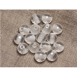 2pc - Stone Beads Drilling 2.5mm - Faceted Quartz Crystal 10mm 4558550026750