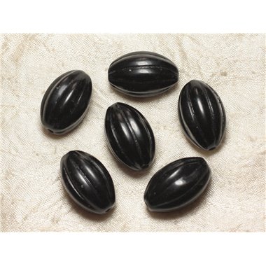 Perle de Pierre Perçage 2.5mm - Obsidienne Olive Gravée 30mm  4558550026767 