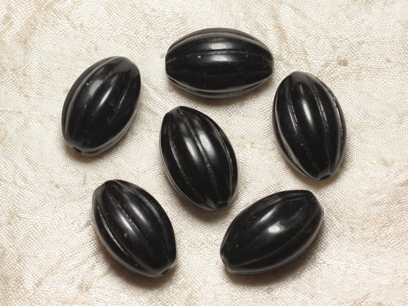 Perle de Pierre Perçage 2.5mm - Obsidienne Olive Gravée 30mm  4558550026767 