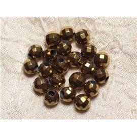 5 Stück - Steinperlenbohrer 2,5 mm - Facettierter goldener Hämatit 8 mm 4558550026804