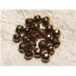 5pc - Perles de Pierre Perçage 2.5mm - Hématite Dorée Facettée 8mm   4558550026804