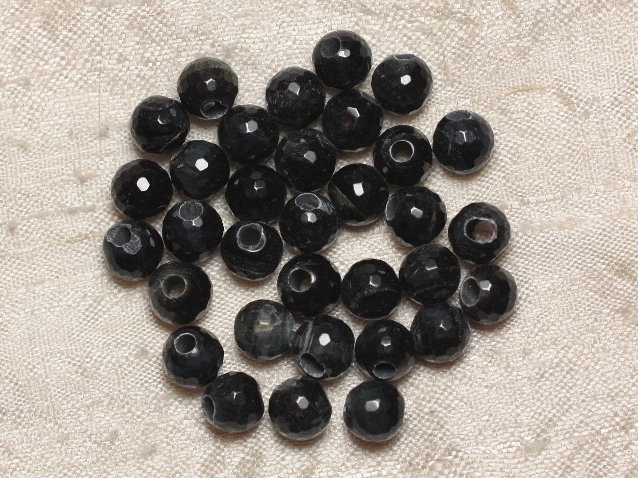 2pc - Perles de Pierre Perçage 2.5mm - Oeil de Faucon Facetté 8mm  4558550026866