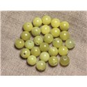 5pc - Perles de Pierre Perçage 2.5mm - Jade Vert Olive 10mm  4558550026903