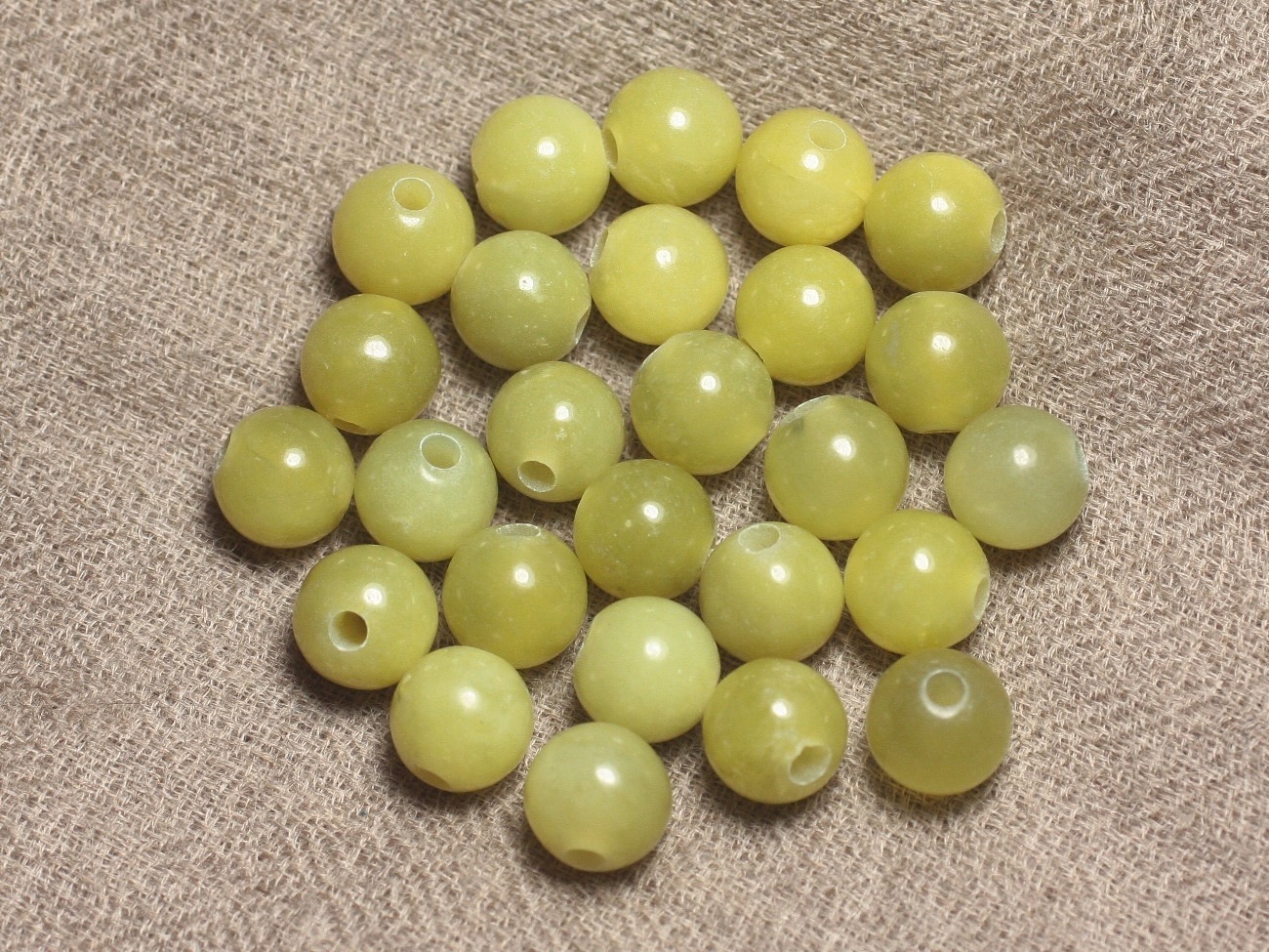 5pc - Perles de Pierre Perçage 2.5mm - Jade Vert Olive 10mm  4558550026903