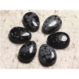 Semi Precious Stone Drop Pendant - Snowflake Obsidian 25mm 4558550026941