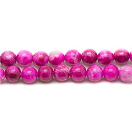 20pc - Perles Pierre - Jaspe Boules 6mm rose fuchsia fluo - 7427039738132