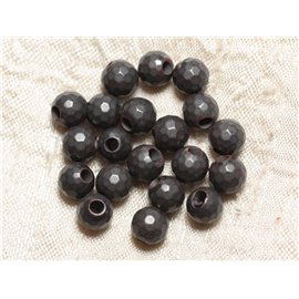 5pc - Stone Beads Drilling 2.5mm - Faceted Matte Hematite 8mm 4558550026996