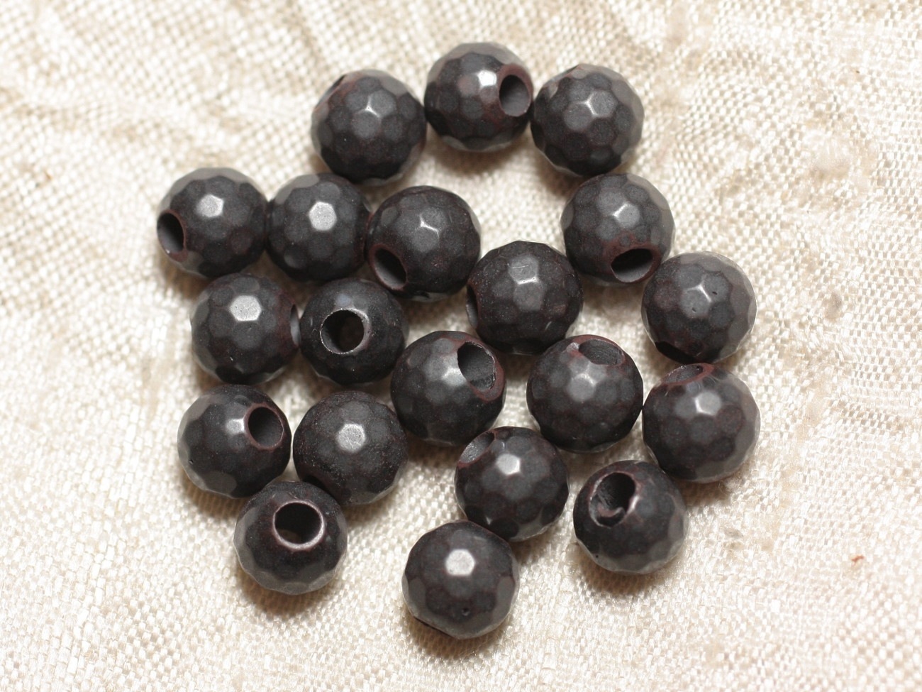 5pc - Perles de Pierre Perçage 2.5mm - Hématite Mat Facettée 8mm  4558550026996