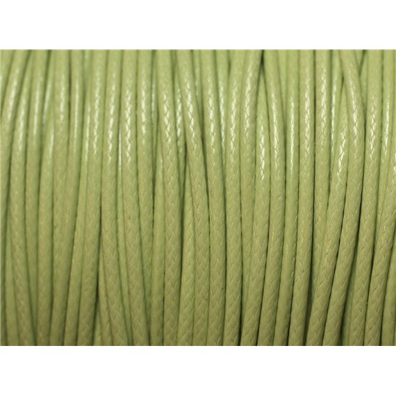 10 metres - Fil Corde Cordon Coton Ciré 0.8mm Vert anis pastel - 4558550027023
