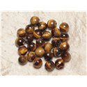 2pc - Perles de Pierre Perçage 2.5mm - Oeil de Tigre Facetté 8mm  4558550027252