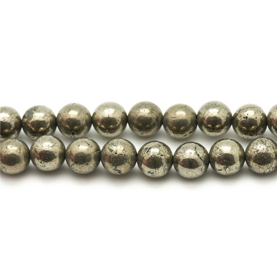 5pc - Perles de Pierre - Pyrite Dorée Boules 8mm   4558550027146