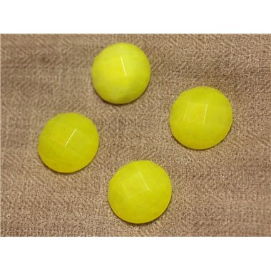 1pc - Cabochon de Pierre - Jade Rond Facetté 20mm Jaune Fluo - 4558550027153