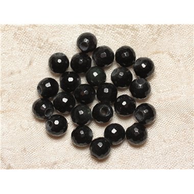 2pc - Perles de Pierre Perçage 2.5mm - Obsidienne Facettée 8mm  4558550027160