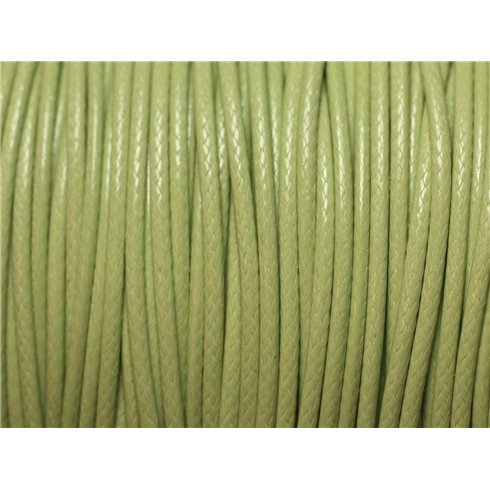 5 Mètres - Fil Corde Cordon Coton Ciré 1mm Vert clair anis pastel - 4558550027184