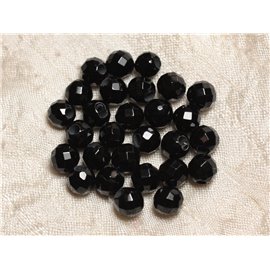 5 Stück - Steinperlen Bohren 2,5 mm - Facettierter Onyx 8 mm 4558550027191