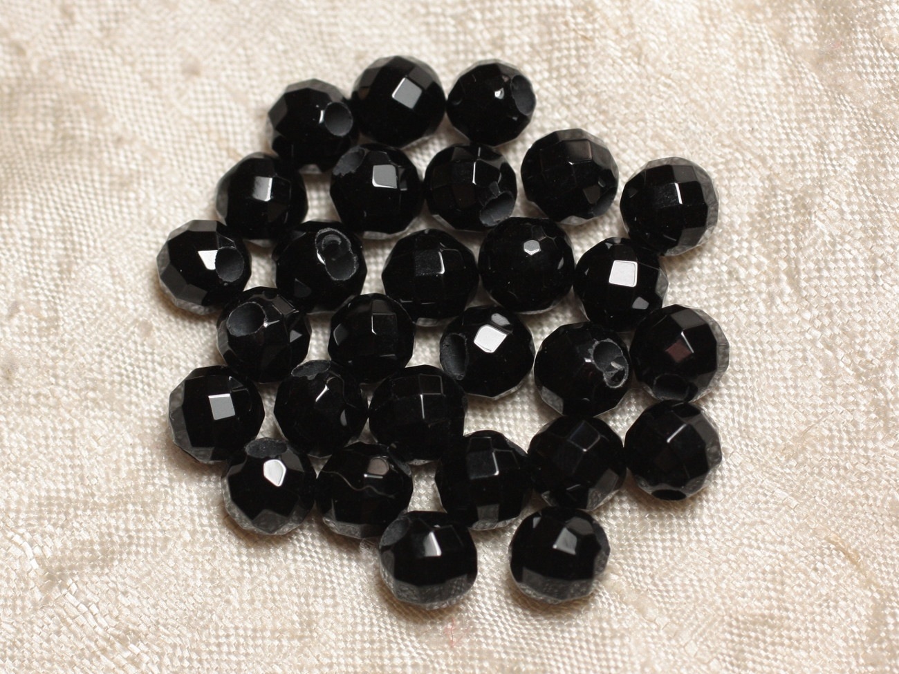 5pc - Perles de Pierre Perçage 2.5mm - Onyx Facetté 8mm  4558550027191