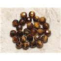 2pc - Perles de Pierre Perçage 2.5mm - Oeil de Tigre Facetté 8mm  4558550027061
