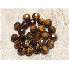 2pc - Stone Beads Drilling 2.5mm - Faceted Tiger Eye 8mm 4558550027061