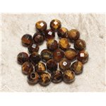 2pc - Perles de Pierre Perçage 2.5mm - Oeil de Tigre Facetté 8mm  4558550027061