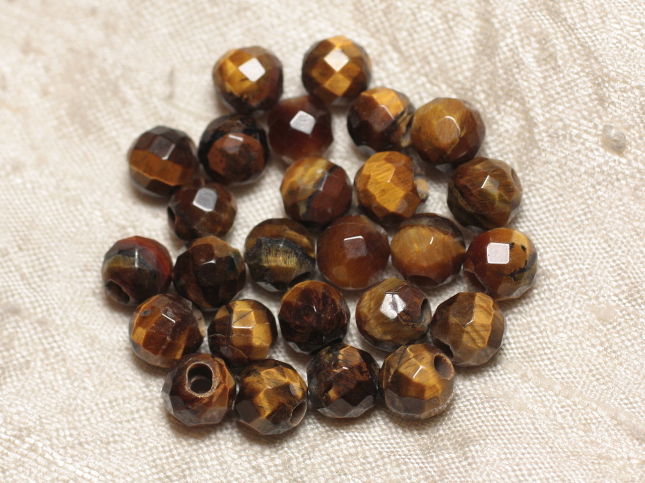 2pc - Perles de Pierre Perçage 2.5mm - Oeil de Tigre Facetté 8mm  4558550027061