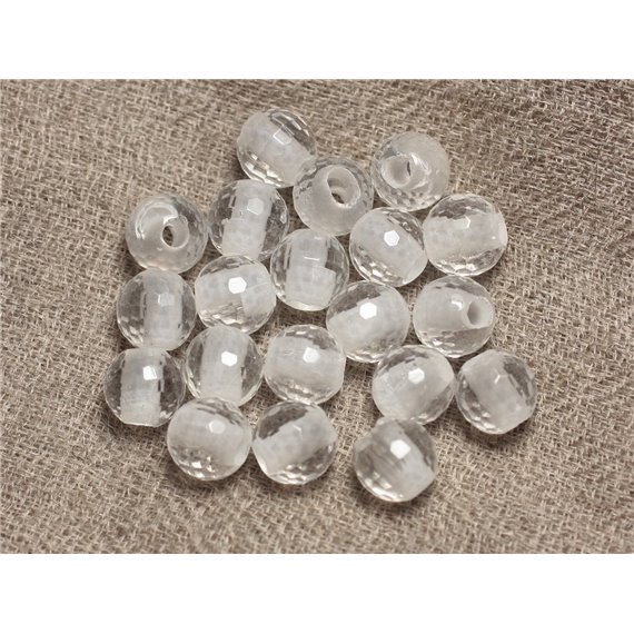 2pc - Perles de Pierre Perçage 2.5mm - Cristal Quartz Facetté 8mm  4558550027283