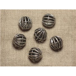 Perle Métal Argenté Rhodium Boule Cage 18mm - 1pc  4558550027313