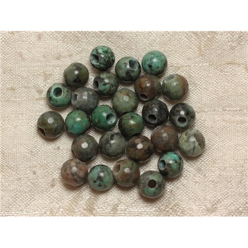 2pc - Perles de Pierre Perçage 2.5mm - Turquoise Afrique Facettée 8mm  4558550027351