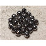 4pc - Perles de Pierre Perçage 2.5mm - Hématite Rhodium Facettée 8mm   4558550027467