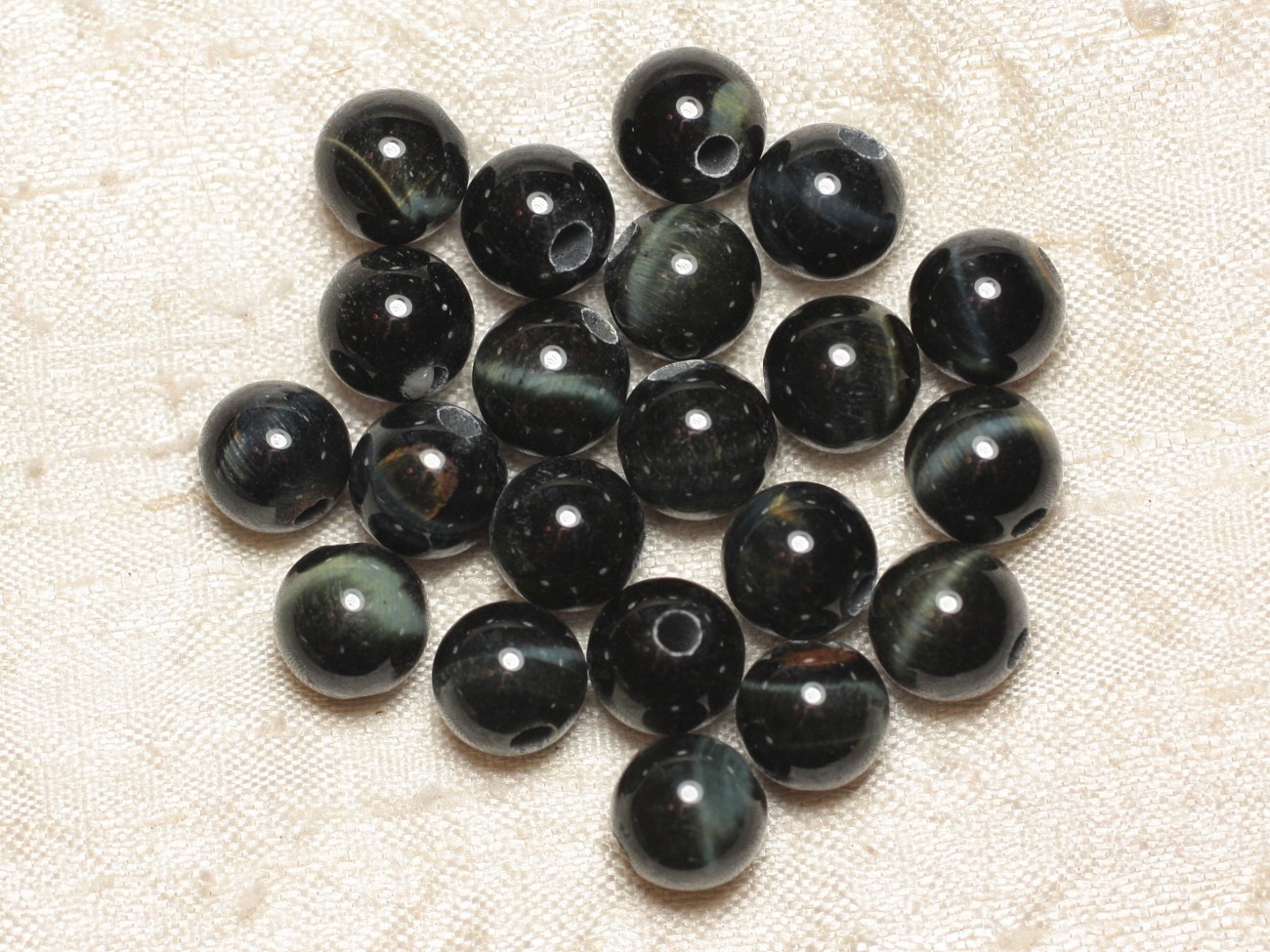 2pc - Perles de Pierre Perçage 2.5mm - Oeil de Faucon 10mm  4558550027498