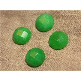 1Stk - Cabochon aus Stein - Runde Jade facettiert 20mm Smaragdgrün - 4558550027504