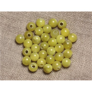 5pc - Perles de Pierre Perçage 2.5mm - Jade Vert Olive 8mm  4558550027559