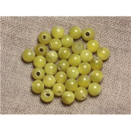 5pc - Stone Beads Drill 2.5mm - Olive Green Jade 8mm 4558550027559