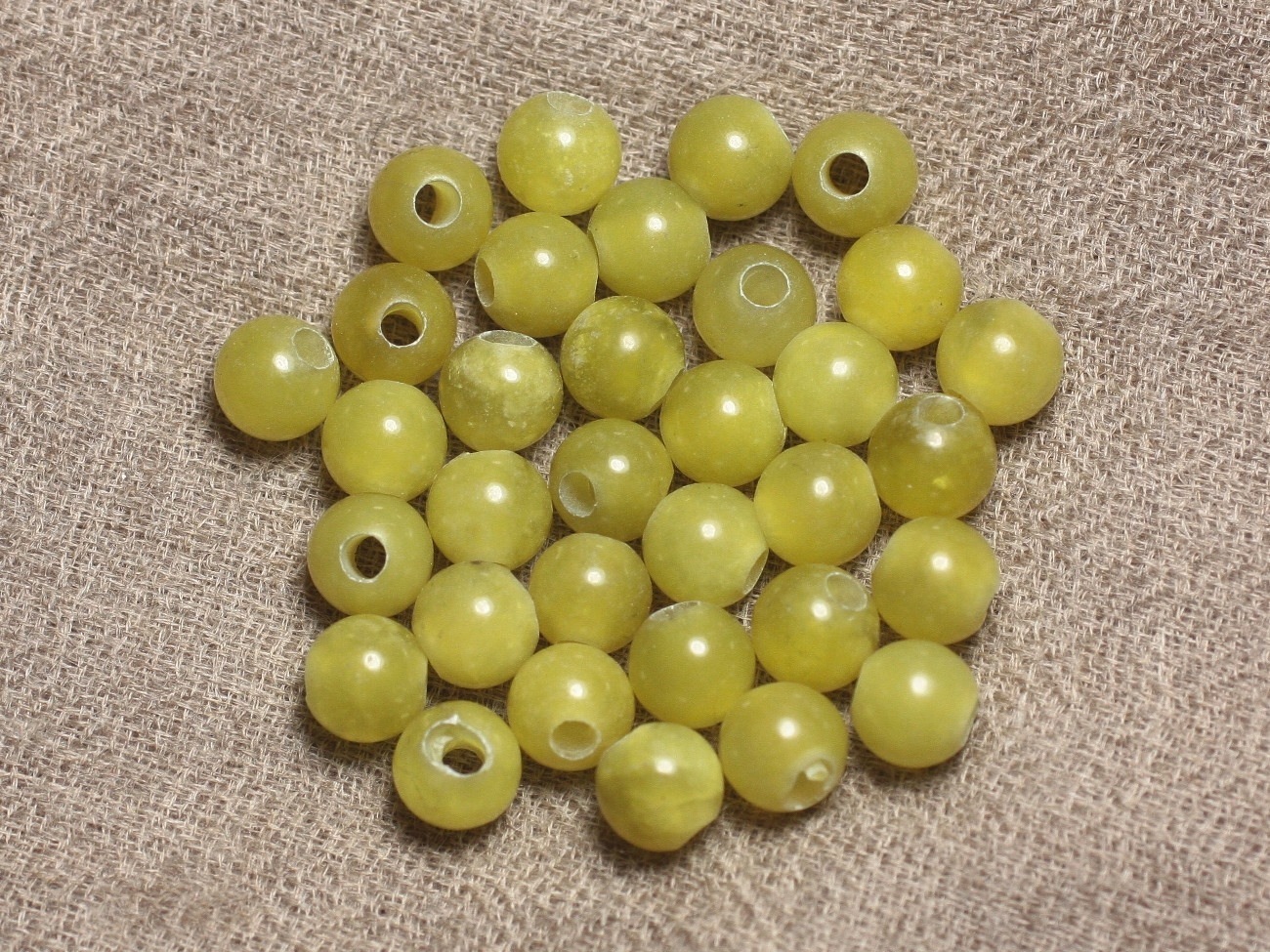 5pc - Perles de Pierre Perçage 2.5mm - Jade Vert Olive 8mm  4558550027559