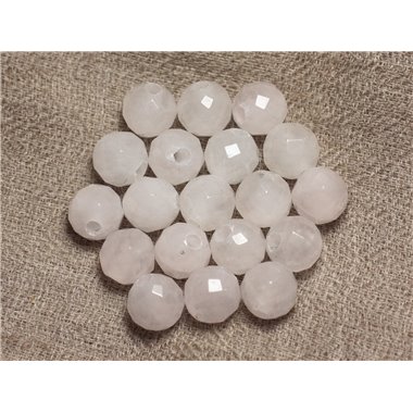 2pc - Perles de Pierre Perçage 2.5mm - Quartz Rose Facetté 10mm  4558550027566